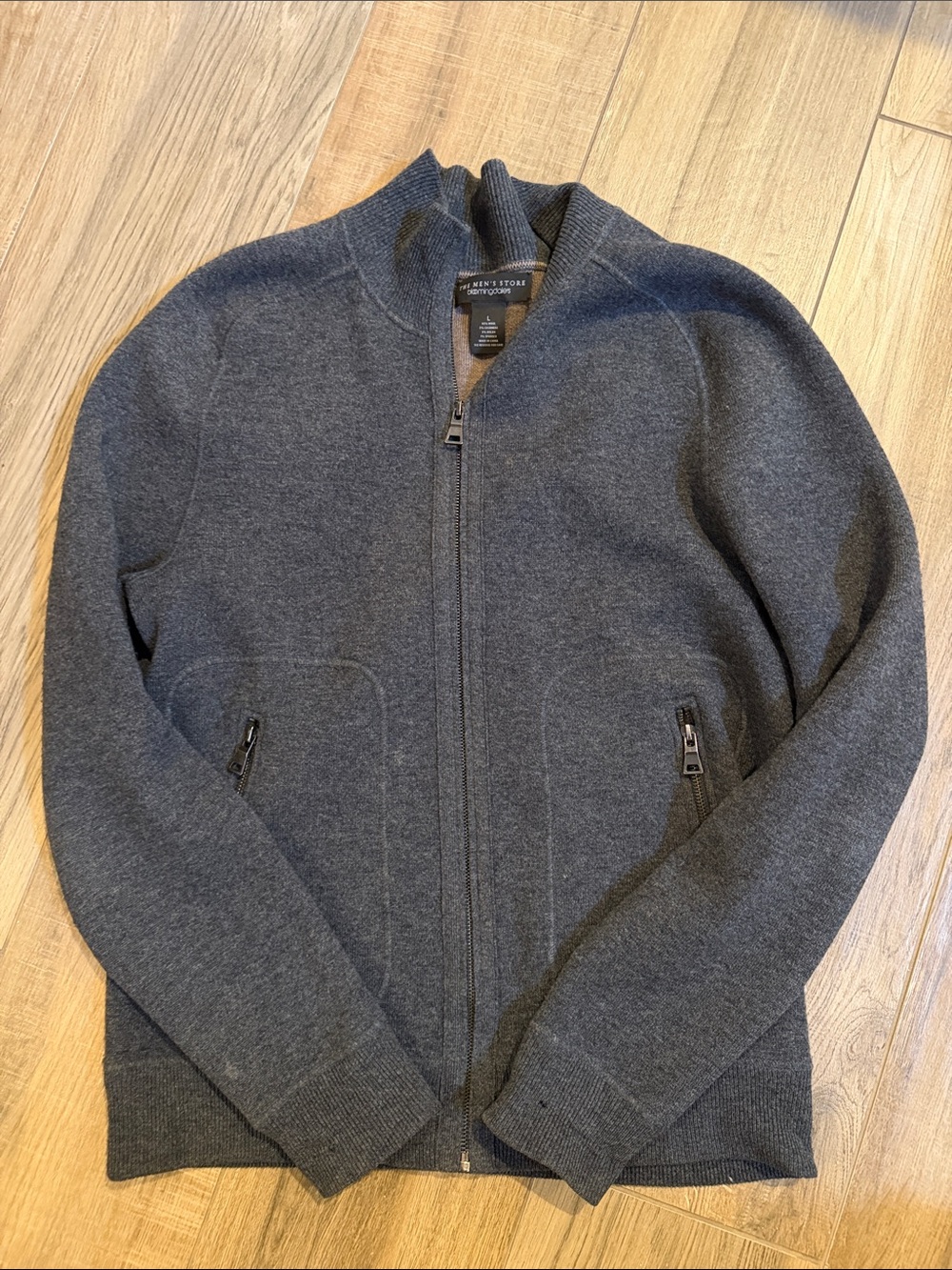 Bloomingdale’s wool/cashmere Full-Zip Knit Sweater Jacket - Charcoal